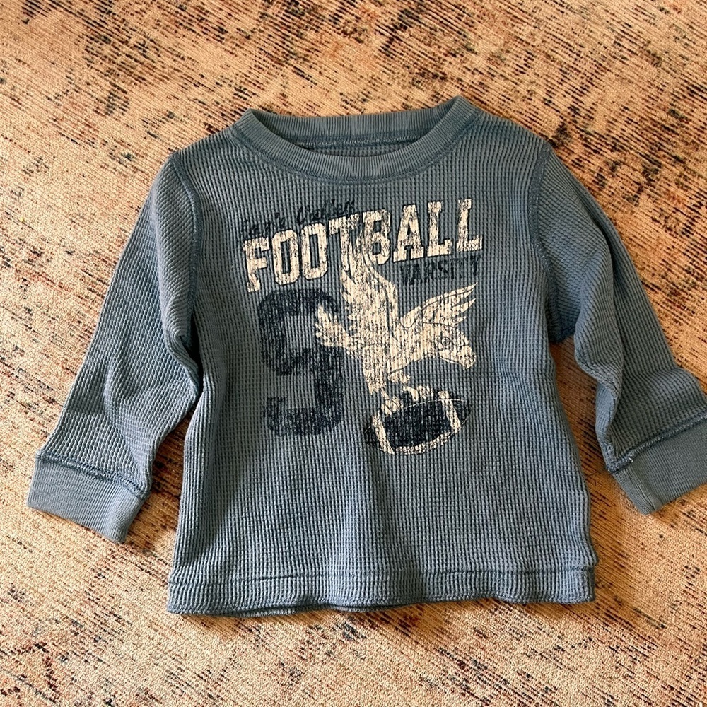 Place Blue Long Sleeve Football Tee